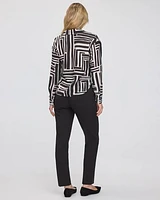 Long-Sleeve Buttoned-Down Blouse with Notch Collar