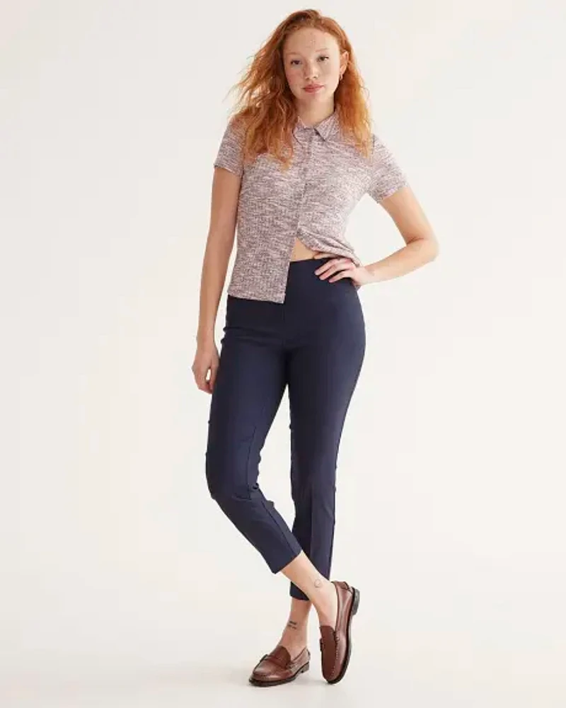 Slim-Leg High-Rise Ankle Pant