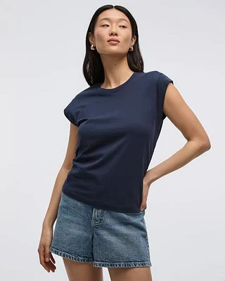 T-shirt à manches courtes et col rond avec fronces latérales