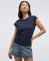 T-shirt à manches courtes et col rond avec fronces latérales