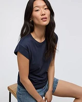 T-shirt à manches courtes et col rond avec fronces latérales