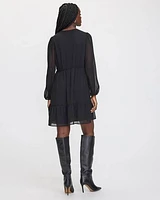 Long-Sleeve V-Neck Tiered Dress