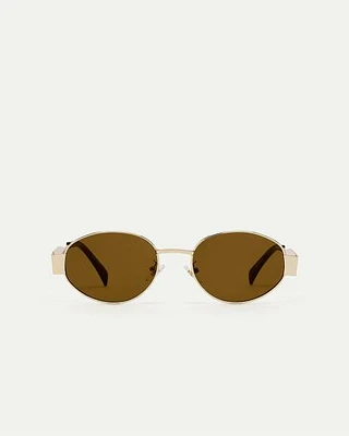 Golden Sunglasses with Oval Lenses