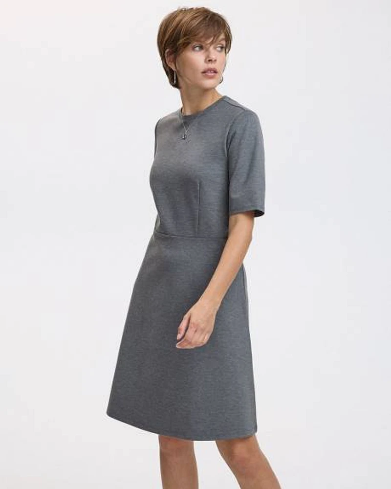 Long-Sleeve Crew-Neck Swing Dress