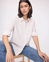 Striped Long-Sleeve Buttoned-Down Blouse