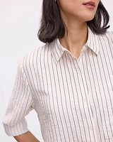 Striped Long-Sleeve Buttoned-Down Blouse