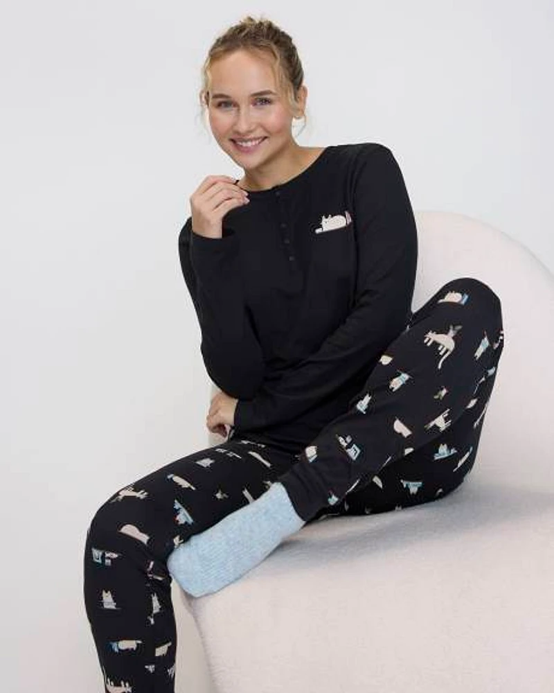 Long-Sleeve Top and Jogger Cotton Pyjama Set