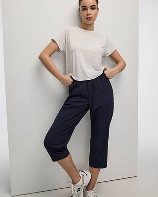 Pantalon capri en tissu texturé