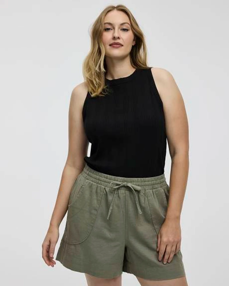 Linen-Blend Shorts with Drawstring