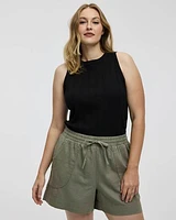 Linen-Blend Shorts with Drawstring