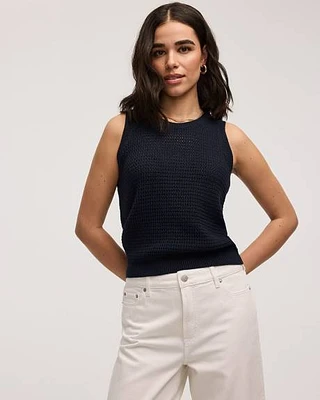 Camisole en mailles de fantaisie à col rond