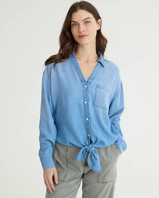 Blouse à nouer l'avant manches longues