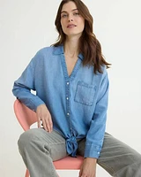 Blouse à nouer l'avant manches longues