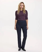 Straight-Leg High-Rise Plaid Pants