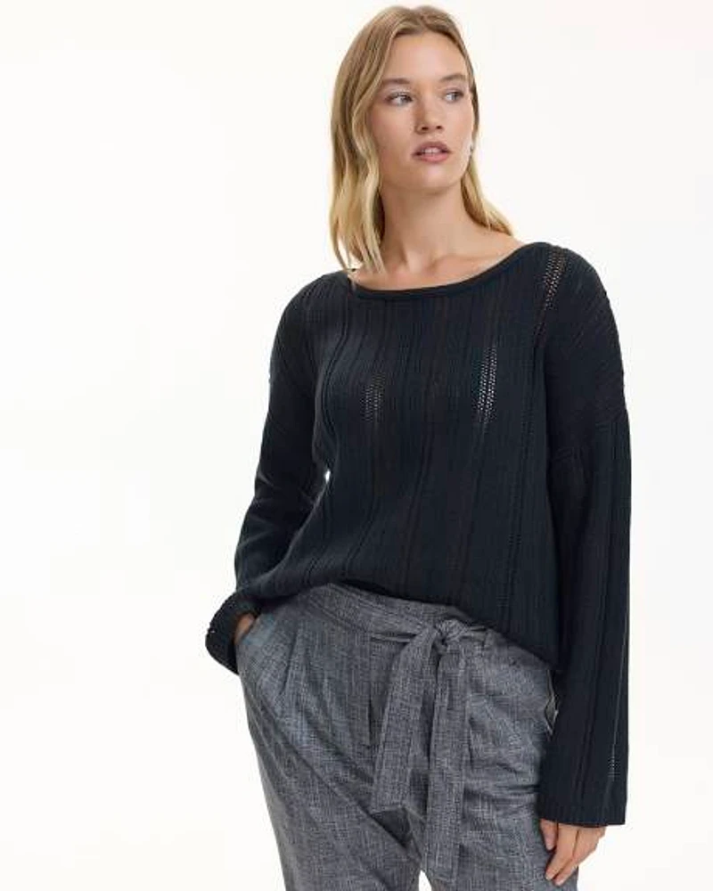 Long-Sleeve Pullover with Open Stitches