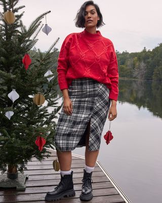 Plaid Midi Skirt
