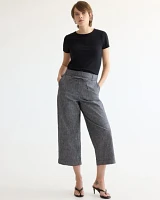 Wide-Leg Cropped Chambray Pant