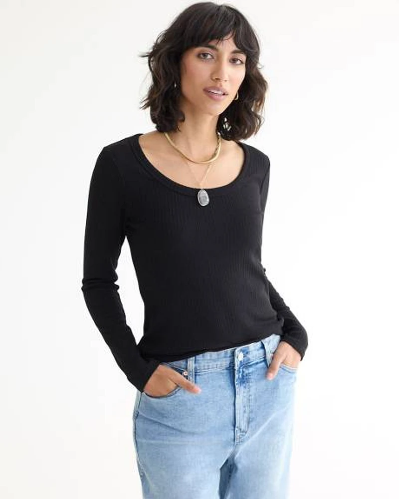 Long-Sleeve Crew-Neck Top