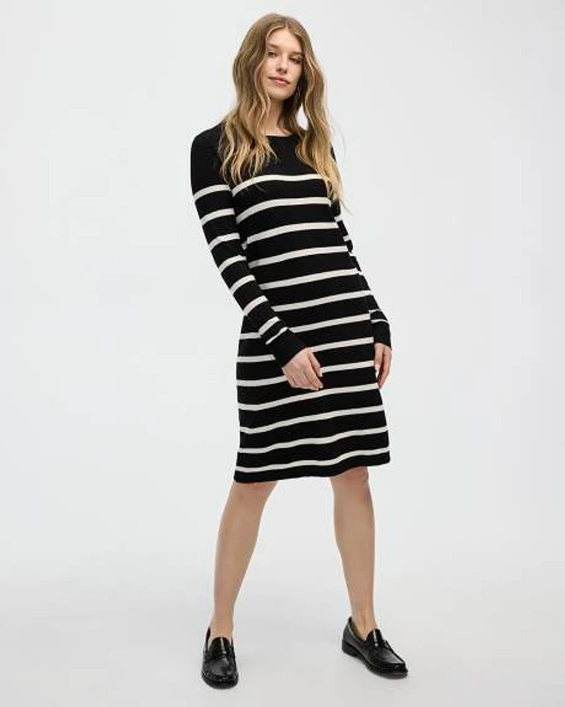 Long-Sleeve Crew-Neck Sweater Dress