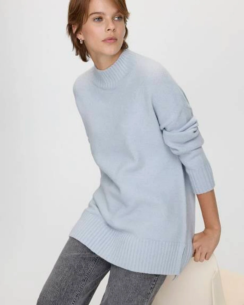 Long-Sleeve Mock-Neck PlushSoft Loose Tunic