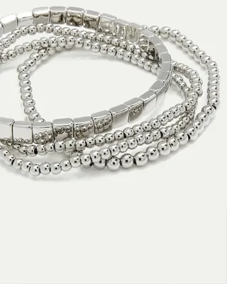 Beaded Elastic Bracelets, Set of 4