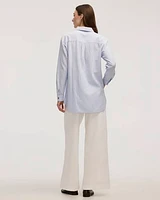 Striped Long-Sleeve Linen Blend Shirt