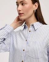 Striped Long-Sleeve Linen Blend Shirt