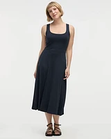 Sleeveless Midi Dress with Square Neckline