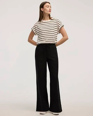 Wide-Leg High-Rise Linen Blend Pant