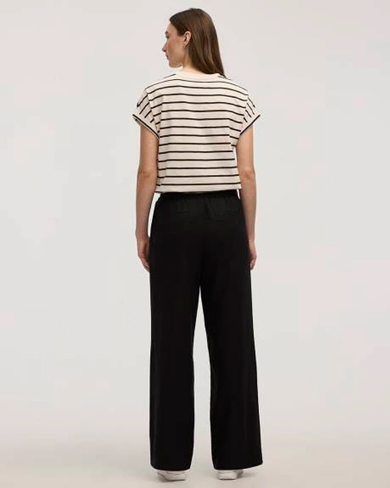 Wide-Leg High-Rise Linen Blend Pant