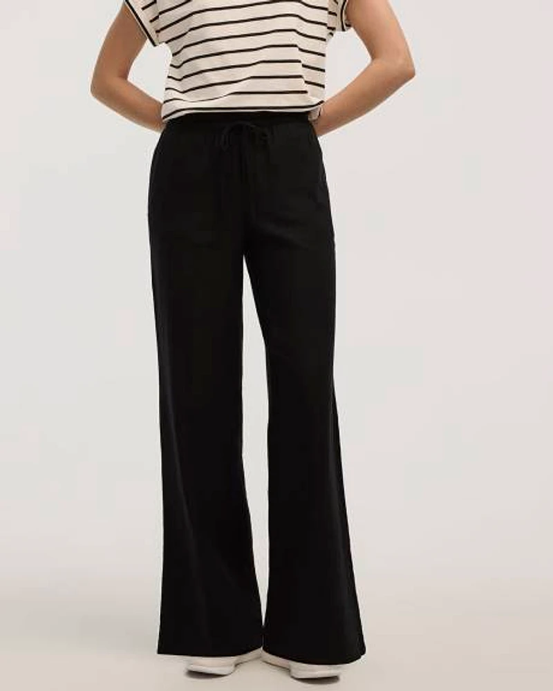 Wide-Leg High-Rise Linen Blend Pant