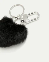 Keychain with Faux Fur Heart