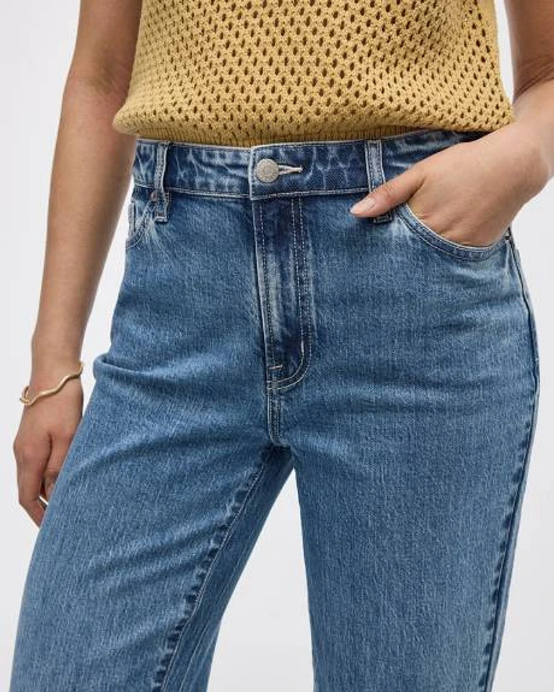 Wide-Leg High-Rise Cropped Jean with Rolled Cuffs