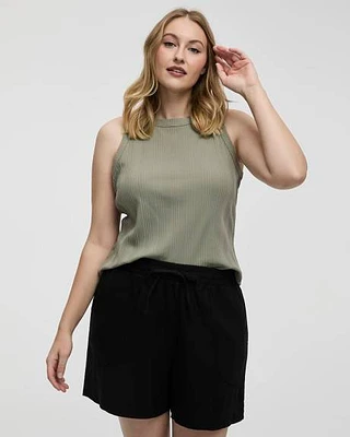 Fitted Crew-Neck Ribbed Tank