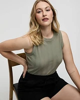 Fitted Crew-Neck Ribbed Tank