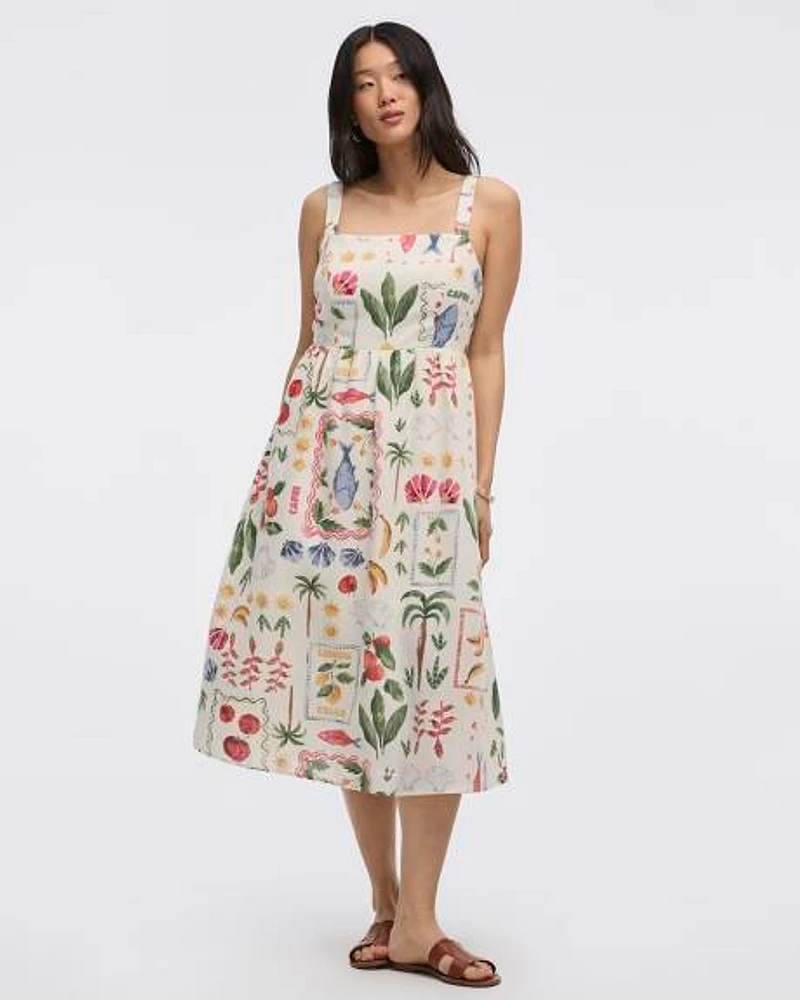 Robe longue sans manches à encolure carrée