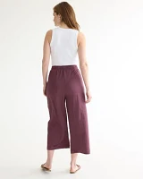 Wide-Leg Cropped Piqué Pant