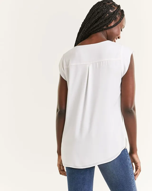 Short Sleeve Split Neck Blouse R Essentials, Regular