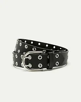 Faux-Leather Grommet Belt