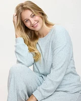 Long-Sleeve Crew-Neck Ribbed Pyjama Top