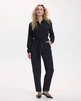 Straight-Leg Long-Sleeve Jumpsuit with Utility Pockets