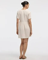 Short-Sleeve V-Neck Buttoned-Down Dress