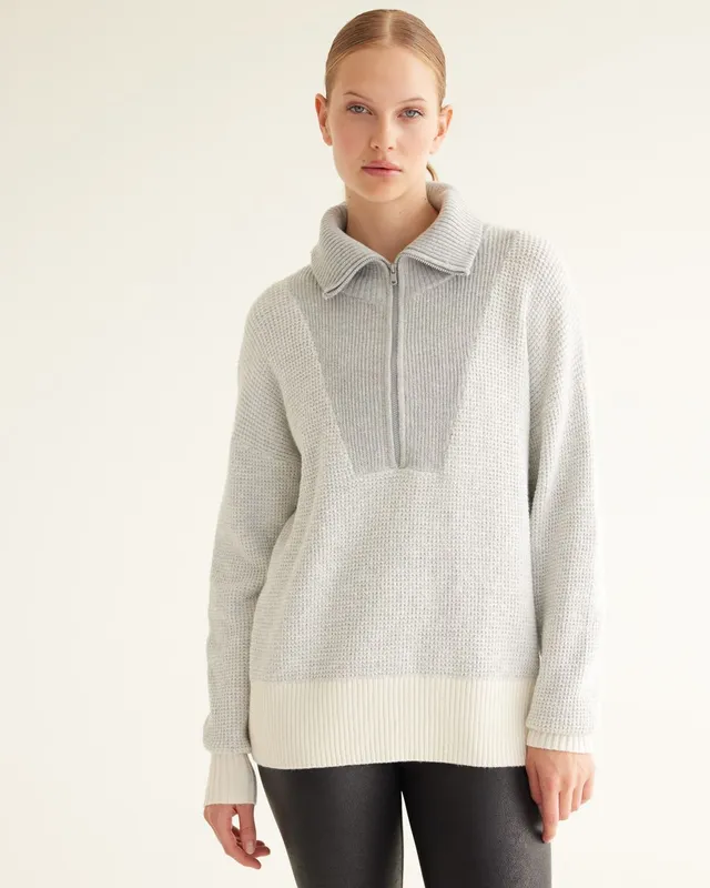 Long-Sleeve French Terry Sweater with Crew Neckline - Hyba