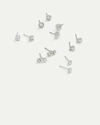Assorted Rhinestone Stud Earrings - Set of 6