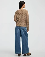 Long-Sleeve V-Neck Cardigan with Pointelle Stitches