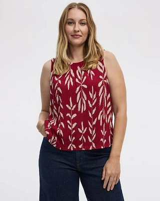 Crew-Neck Tank Crinkle-Knit