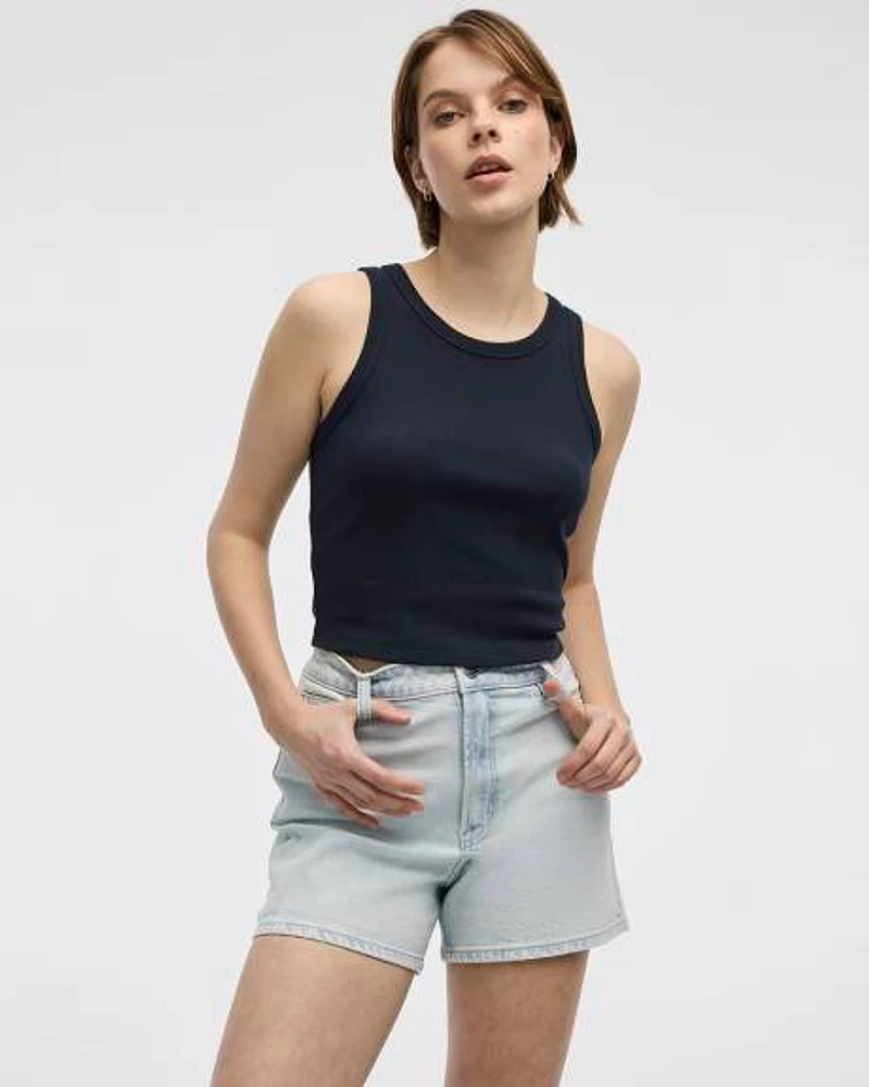 Crew-Neck Ribbed Tank