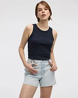 Crew-Neck Ribbed Tank