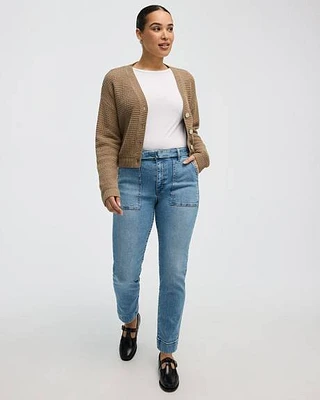 Slim-Leg High-Rise Belted Jean