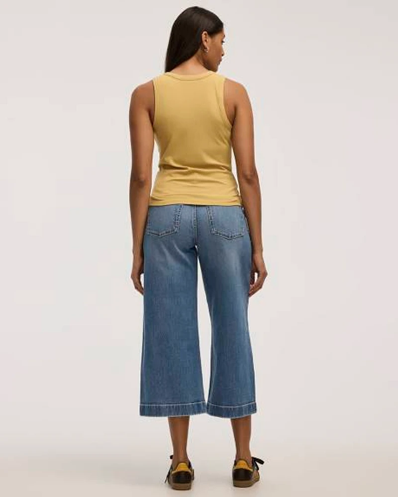 Camisole côtelée à col dégagé